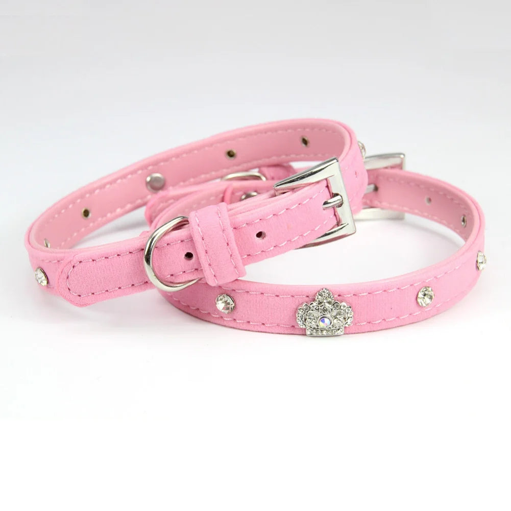 Pink Leather Adjustable Collar