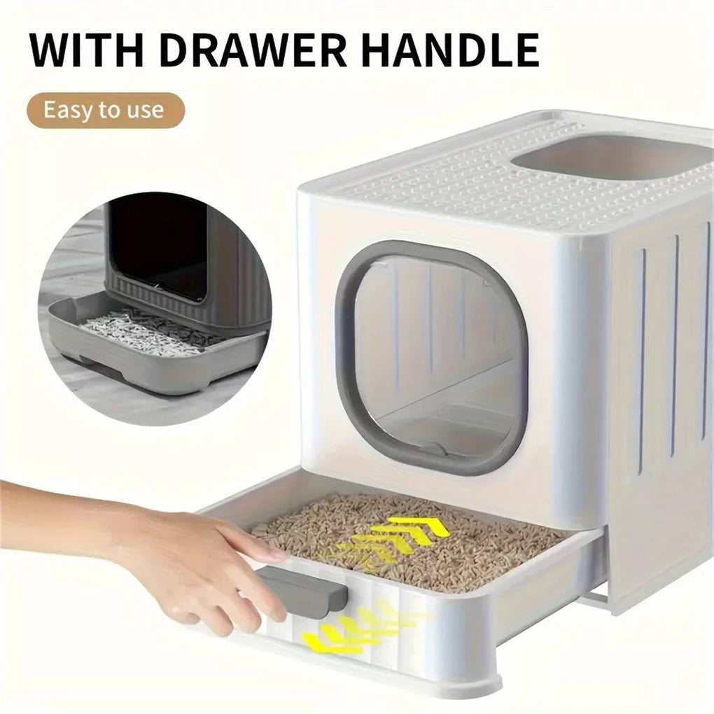 Enclosed Cat Litter Box with Pull Draw