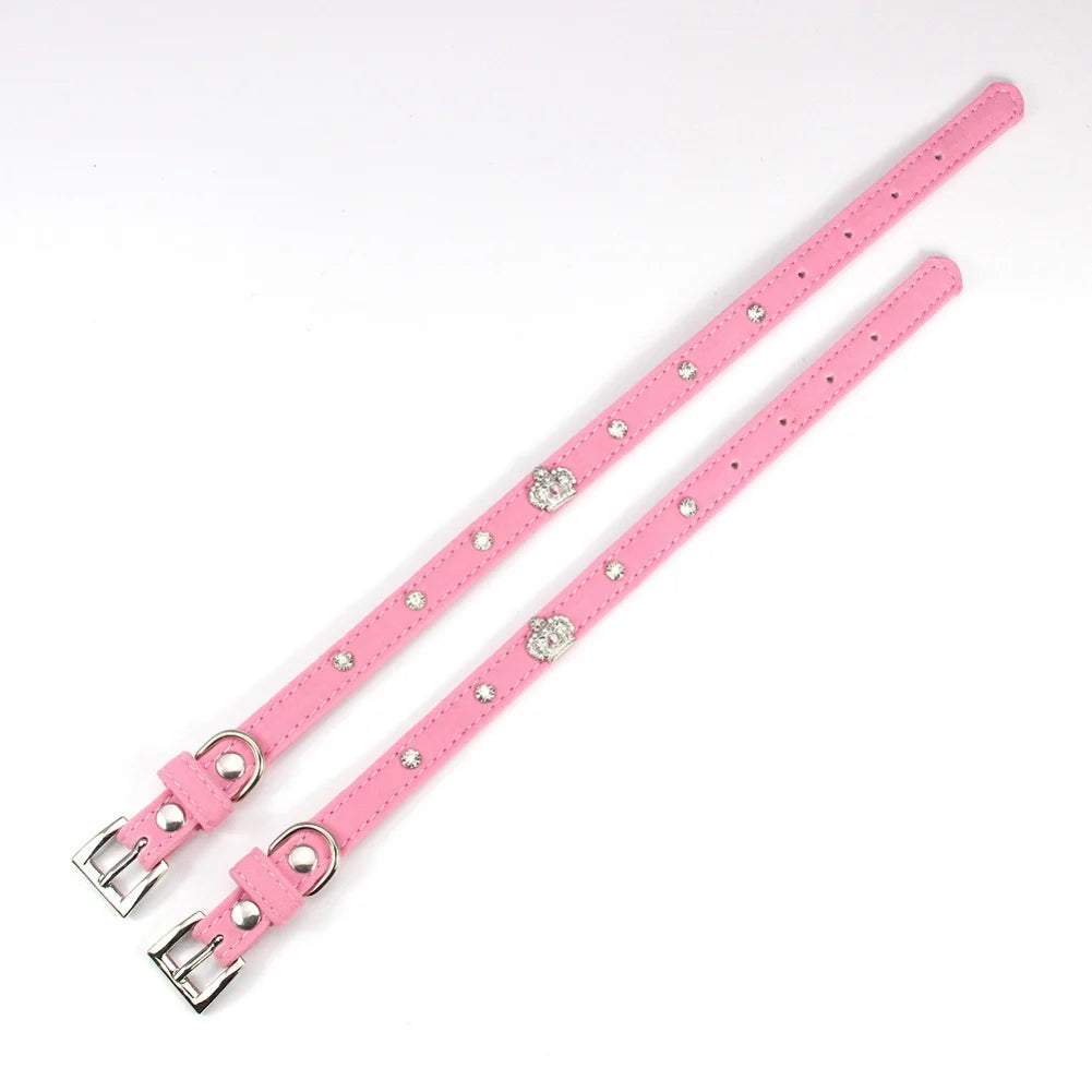 Pink Leather Adjustable Collar