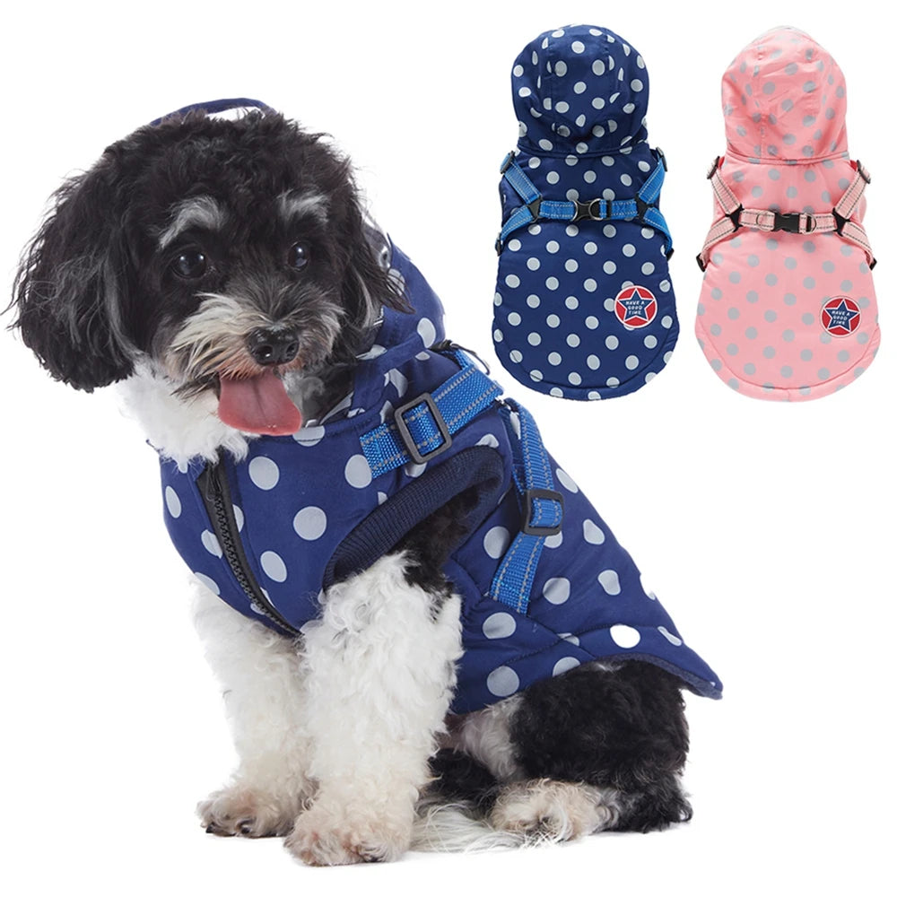 Winter Warm Dog Jacket with Harness