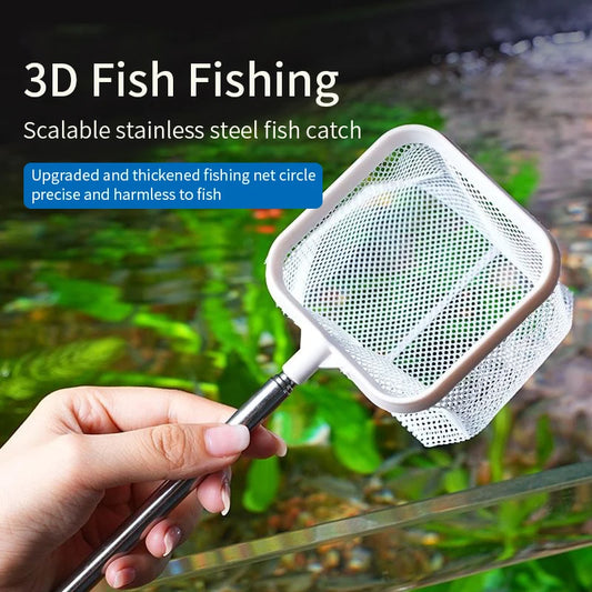 Aquarium Square Fishing Net with Extendable Handle