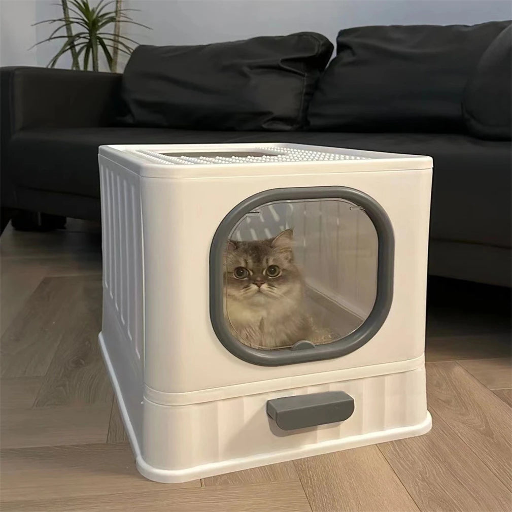 Enclosed Cat Litter Box with Pull Draw