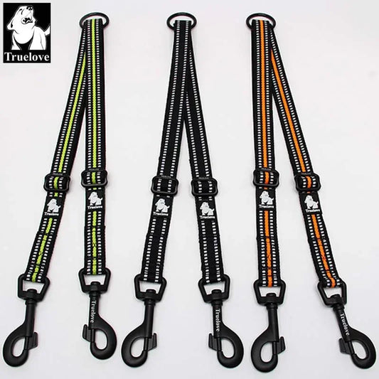 Reflective Nylon Double Dog Leash