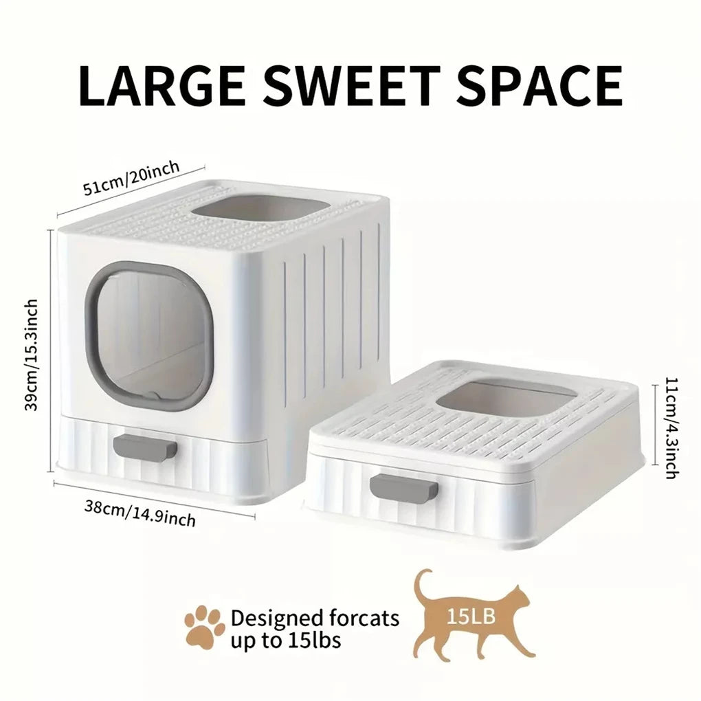 Enclosed Cat Litter Box with Pull Draw