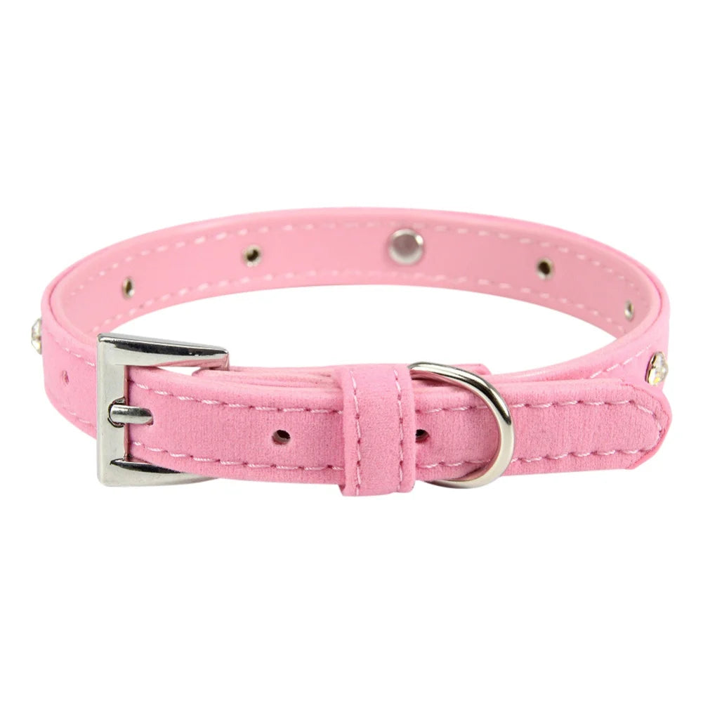 Pink Leather Adjustable Collar