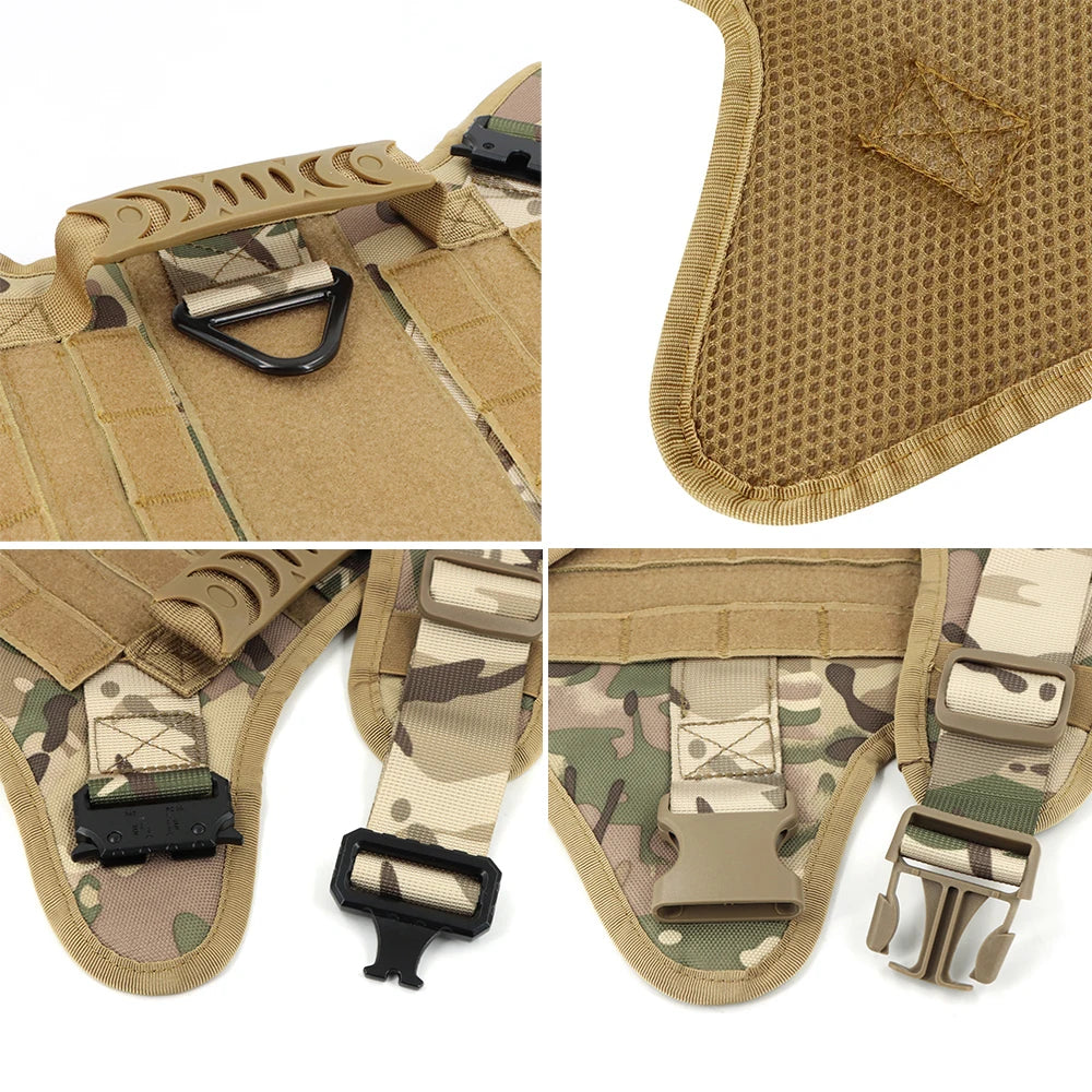 Large Dog Military Style Harness Collar Leash Set