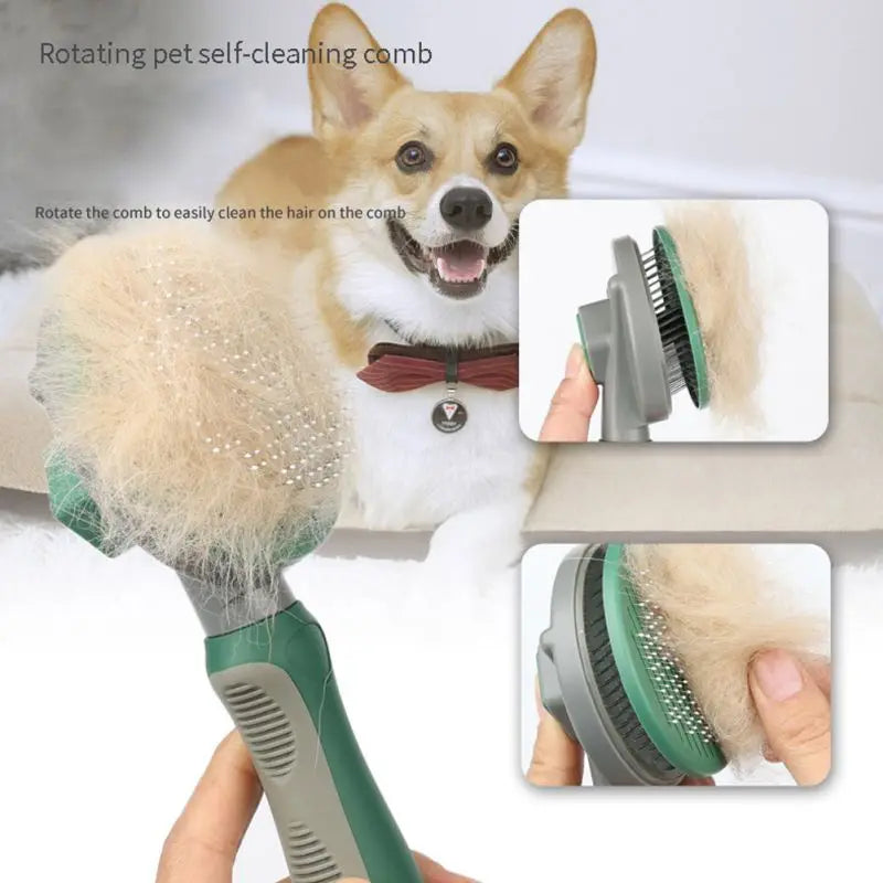 Rotating Pet Self-Cleaning Comb