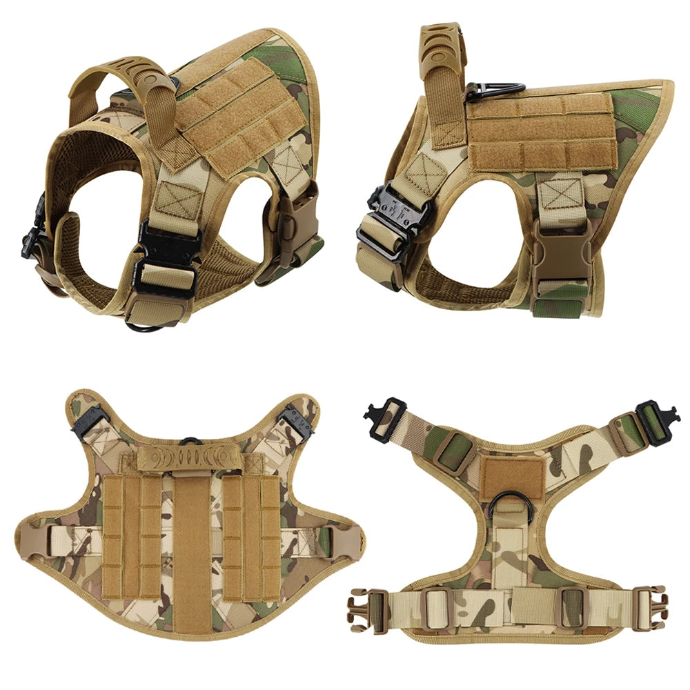 Large Dog Military Style Harness Collar Leash Set