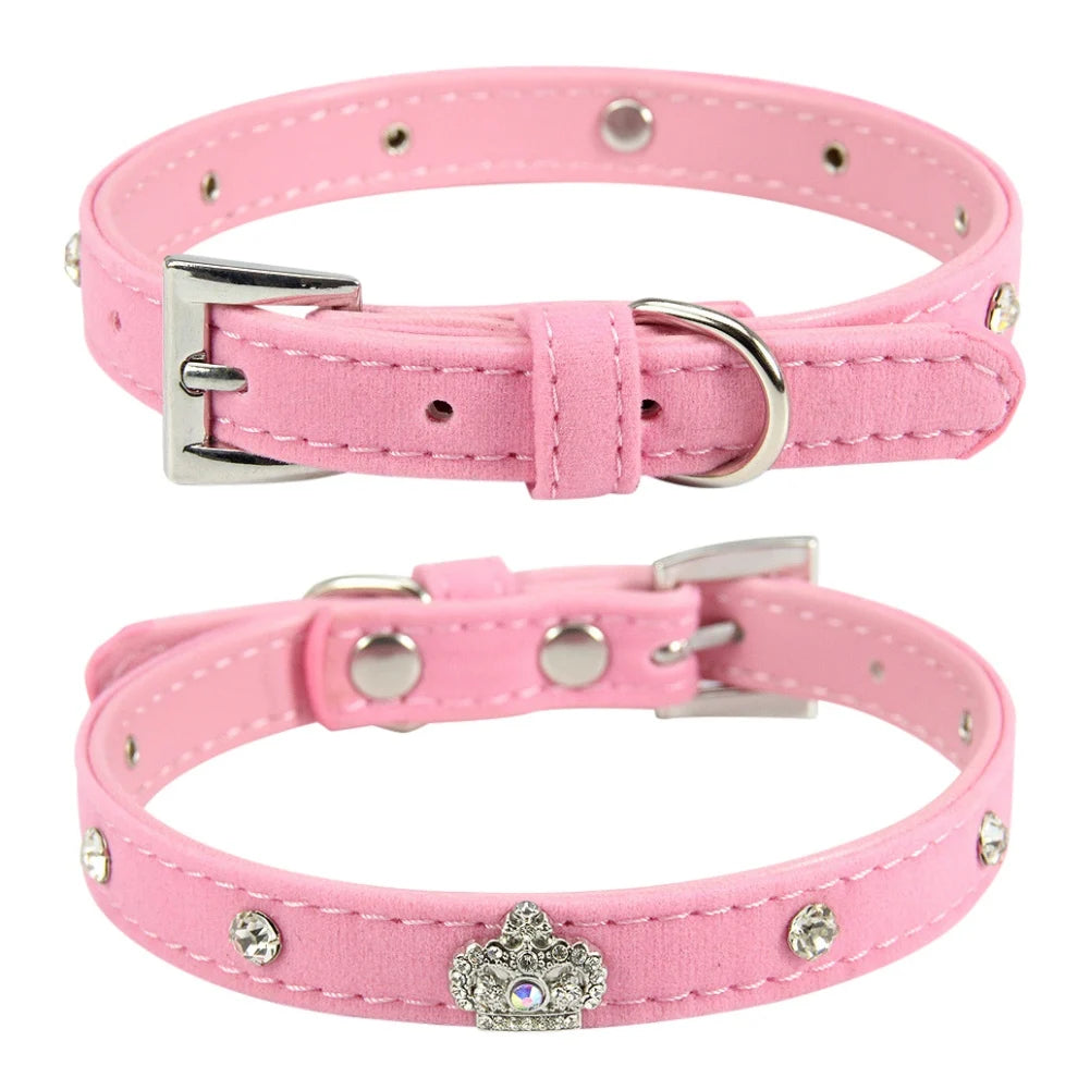 Pink Leather Adjustable Collar