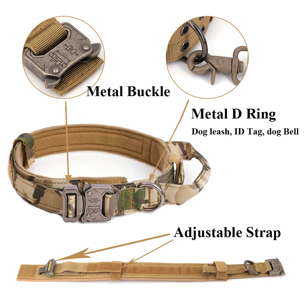 Large Dog Military Style Harness Collar Leash Set